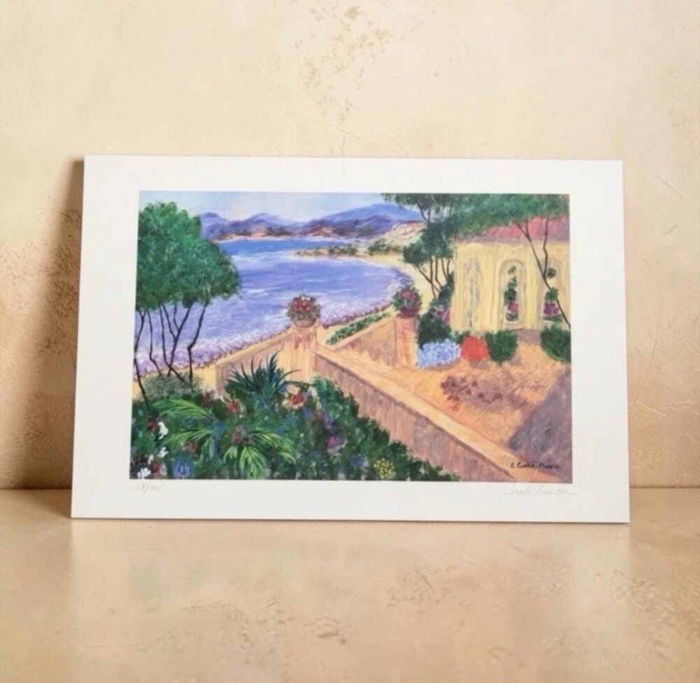 C Clark Minton Signed Numbered Landscape Art Print Coastal Garden Terrace Giclee